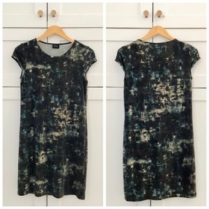 VILA Vitrilline Tie-Dye Green & Blue T-Shirt Dress, Capped Sleeves sz. S